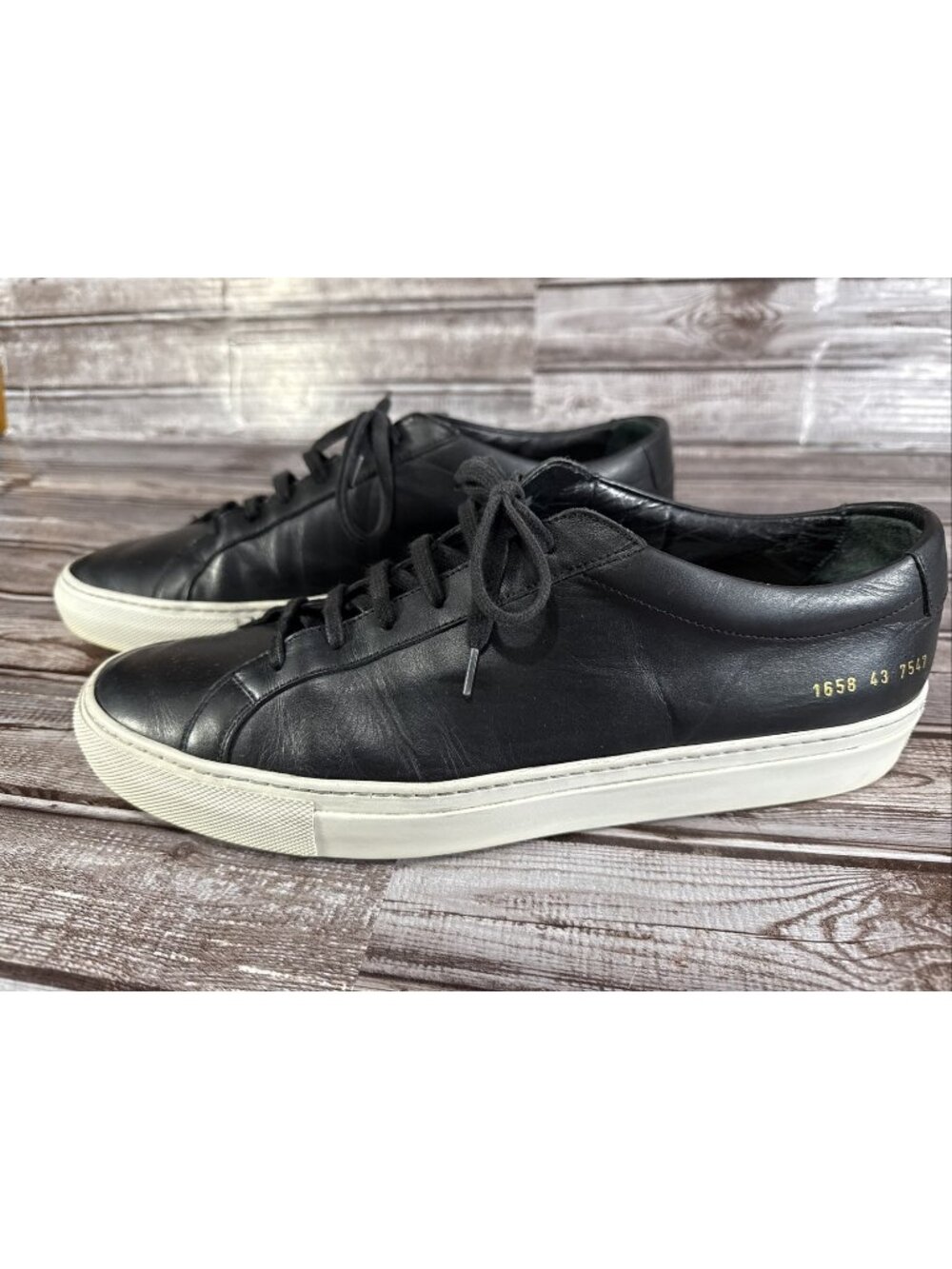 Common Projects Achilles Low Black Leather Sneakers Men's Size 43 Color Black